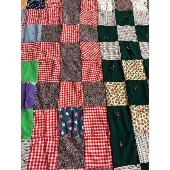 VTG Colorful Patchwork Handmade Quilt Throw Wall Decor 64"x44" Reversible 1970s - Picture 6 of 14